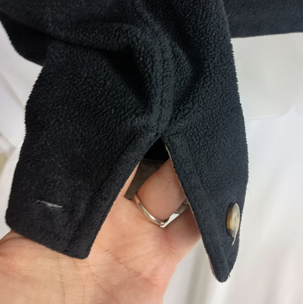 NORTH FACE Black Fleece Winter Jacket with Cream‎ Collar (#1,544)(C)